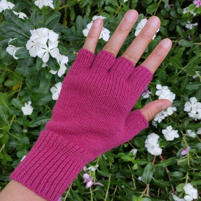 Luva Meio Dedo FEMININA em Lã - Lisa - Pink