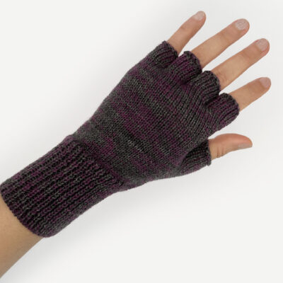 Luva Meio Dedo FEMININA em Lã - Roxo Mesclado
